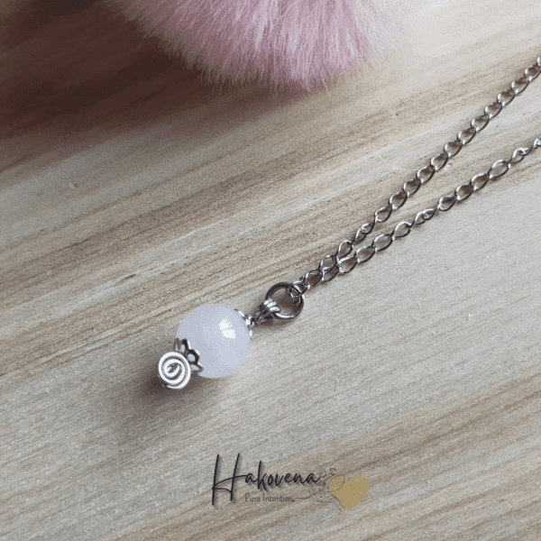 Collier en perle quartz rose tournicoti par Hakovena