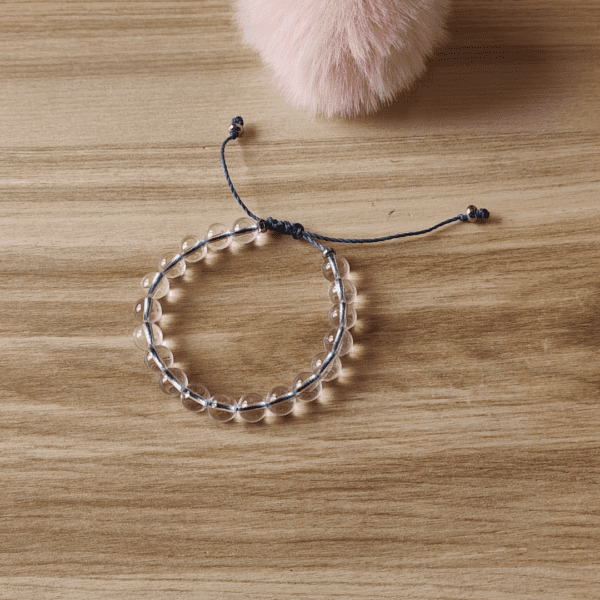 Bracelet perle cristal de roche réglable