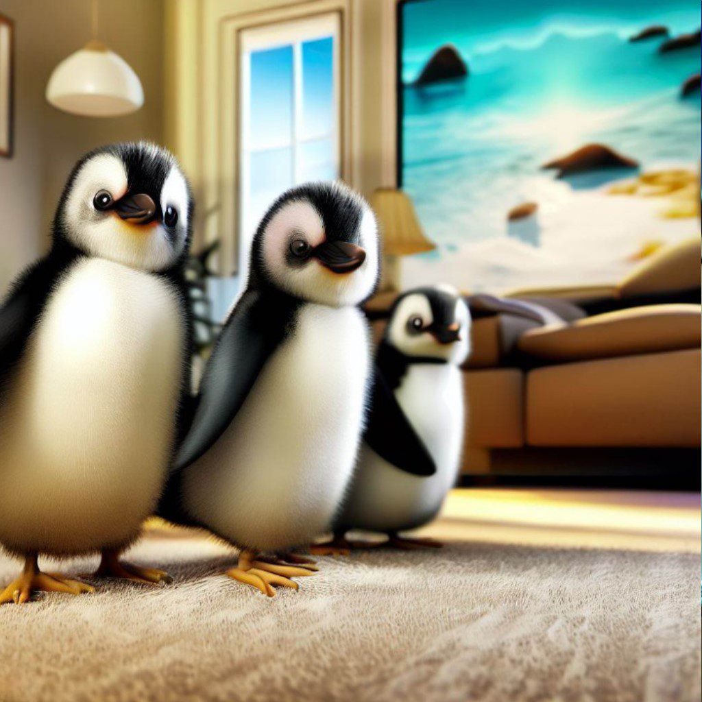 animal totem pingouin / manchot - 3 pingouin dans le salon