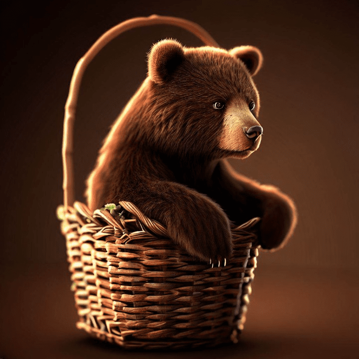 petit ours dans un panier