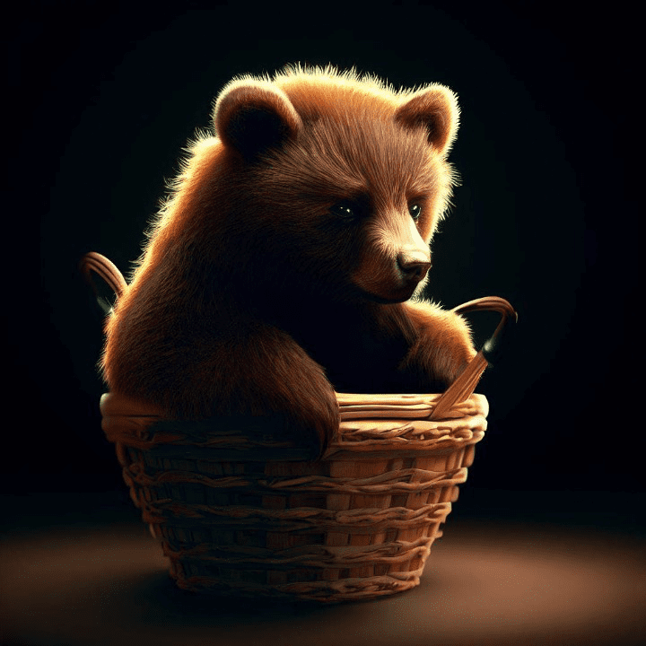 petit ours dans un panier