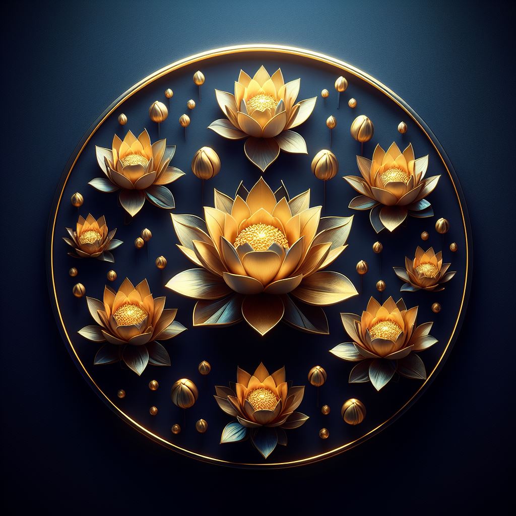 fleurs de lotus doré dans un cercle HUMAIN DESIGN - CHALLENGE II - NOUVELLE ECLOSION DEUXIEME EDITION