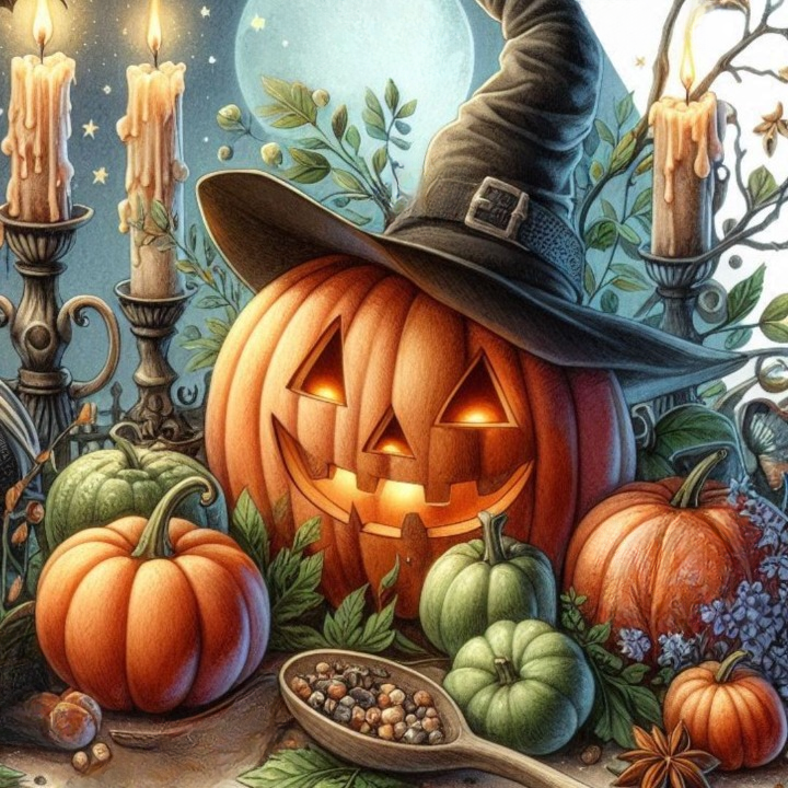 Samhain : fête de la vie à la saison des esprits - Illustration de citrouille halloween